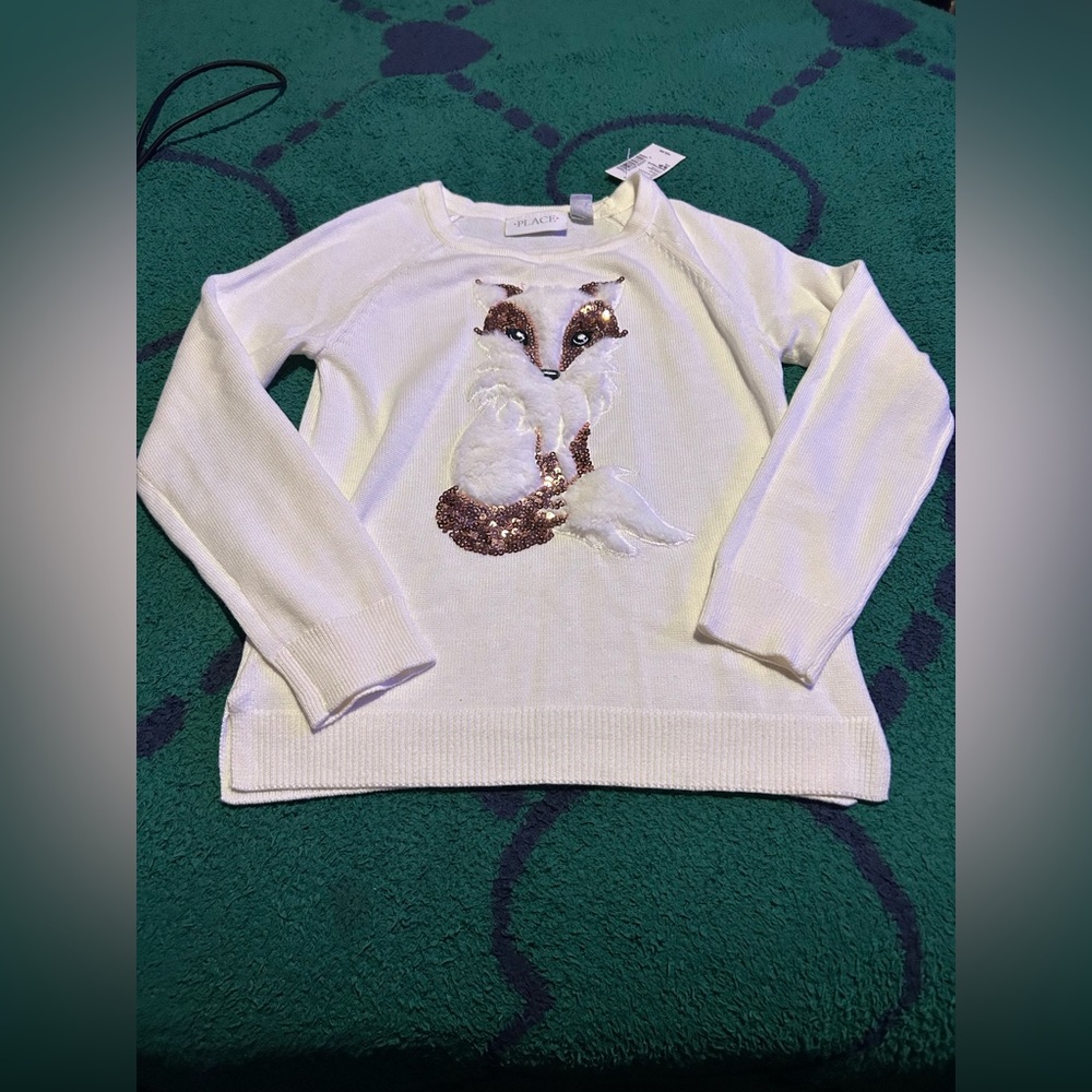 The Children's Place White Sweater with Sequin Design